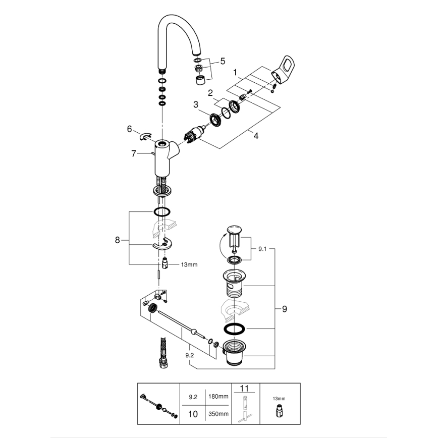 GROHE 23763000 - Pesuallashana BAULOOP koko L kiiltävä kromi