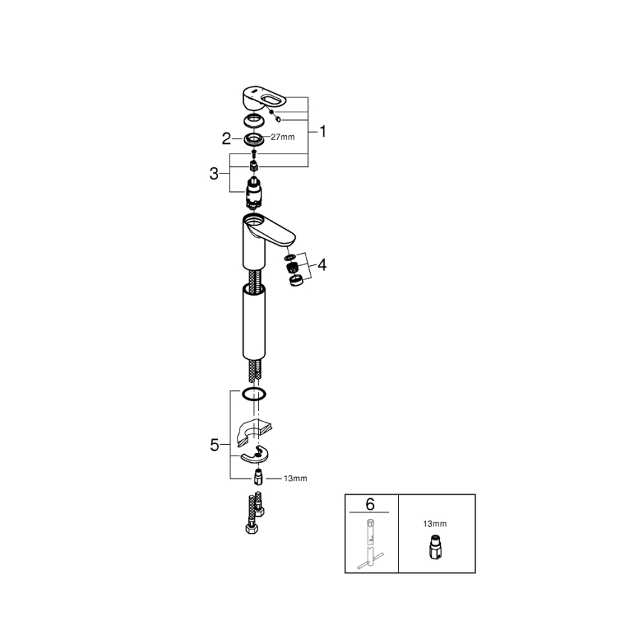 GROHE 23764000 - Pesuallashana BAULOOP DN 15 kiiltävä kromi