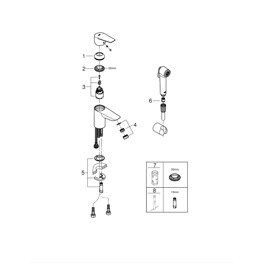 GROHE 23773001 - Pesuallashana START EDGE, koko S, kiiltävä kromi