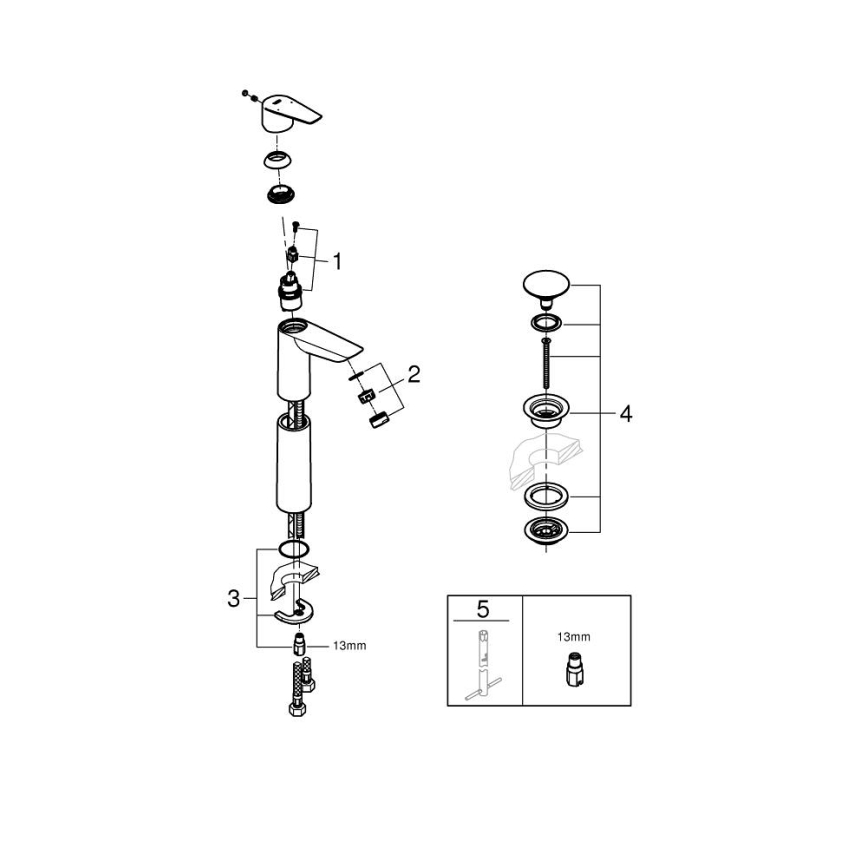 GROHE 23777001 - Pesuallashana START EDGE, XL-koko, kiiltävä kromi