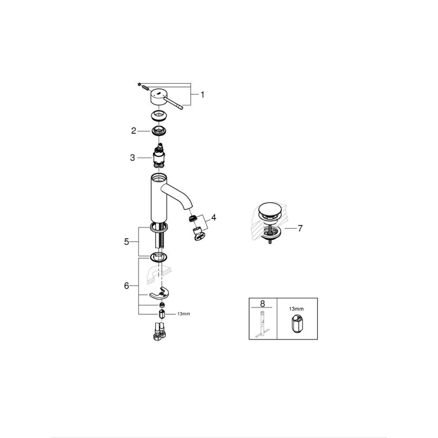 GROHE 23797001 - ESSENCE pesuallashana, koko S, kiiltävä kromi