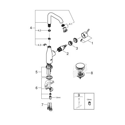 GROHE 23799001 - Pesuallashana ESSENCE koko L kiiltävä kromi