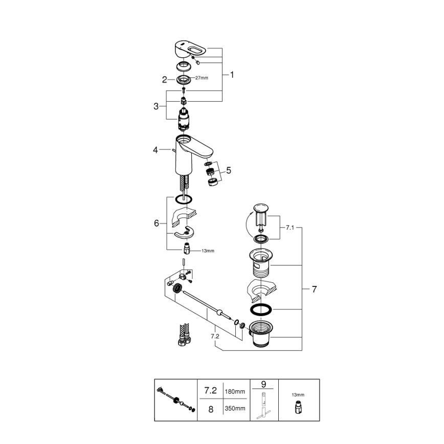 GROHE 23803000 - EUROSMART pesuallashana, kiiltävä kromi