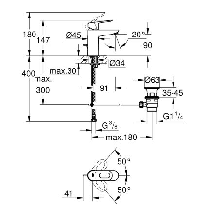GROHE 23803000 - EUROSMART pesuallashana, kiiltävä kromi