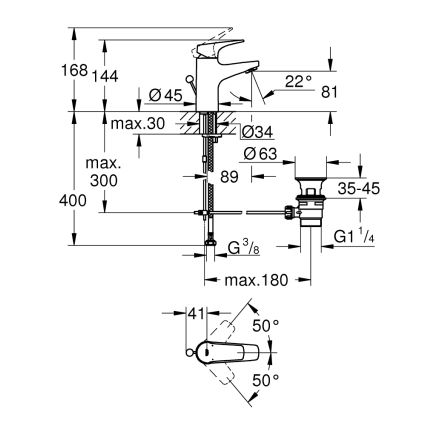 GROHE 23809000 - START FLOW -pesuallashana DN 15, kiiltävä kromi