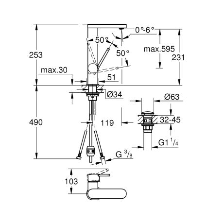 GROHE 23844003 - PLUS-pesuallashana, koko L, kiiltävä kromi