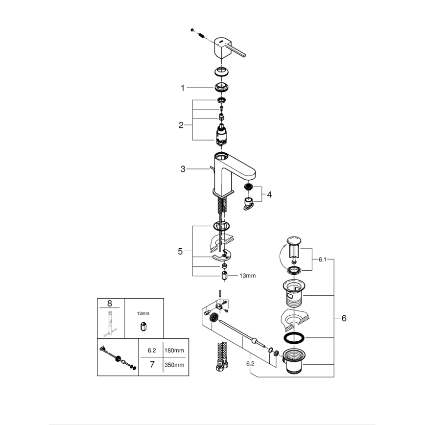 GROHE 23870003 - PLUS-pesuallashana, koko S, kiiltävä kromi