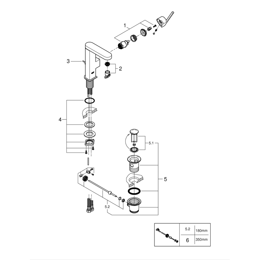 GROHE 23871003 - Pesuallashana PLUS, koko M, kiiltävä kromi