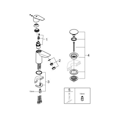 GROHE 23900001 - Pesuallashana START EDGE, koko S, kiiltävä kromi