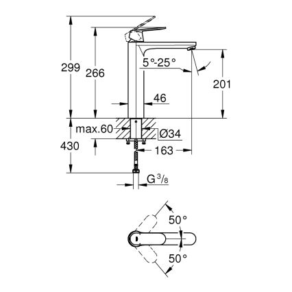 GROHE 23921000 - Lavuaarihana EUROSMART COSMOPOLITAN XL kiiltävä kromi
