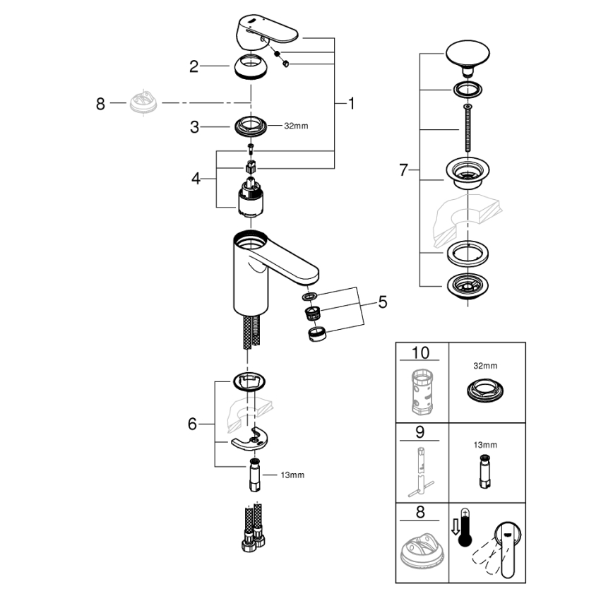 GROHE 23926000 - Pesuallashana DN 15, M-koko, kiiltävä kromi