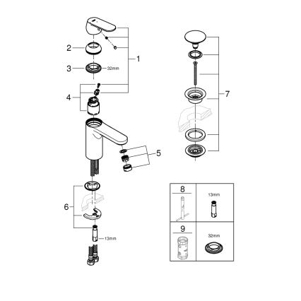 GROHE 23928000 - Pesuallashana DN 15, M-koko, kiiltävä kromi
