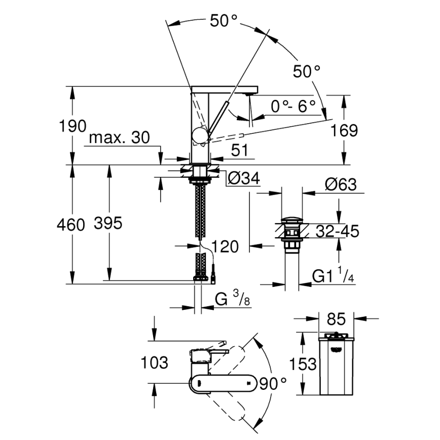 GROHE 23958003 - PLUS-hana, koko M, kiiltävä kromi