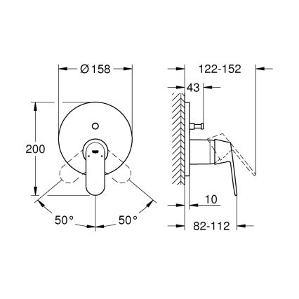 GROHE 24045000 - EUROSMART-sekoitin kaksisuuntaisella vaihtajalla, kiiltävä kromi