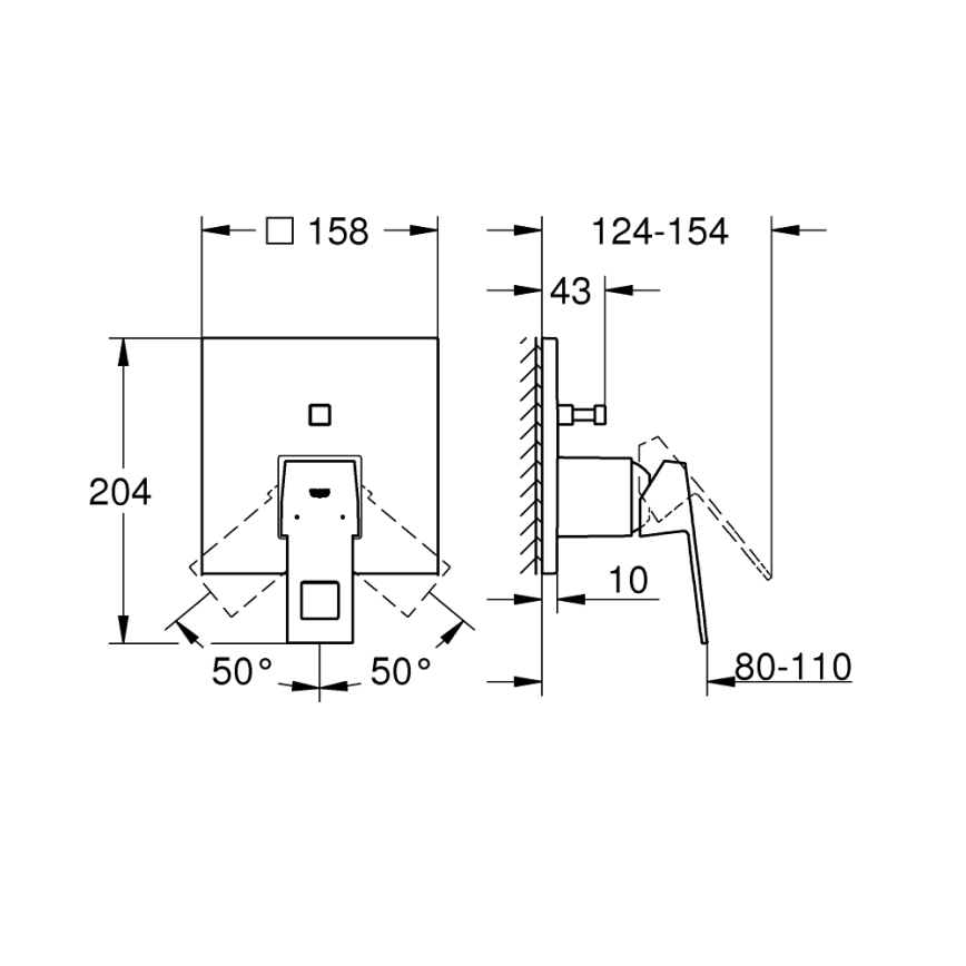 GROHE 24062000 - EUROCUBE-sekoittaja, kiiltävä kromi