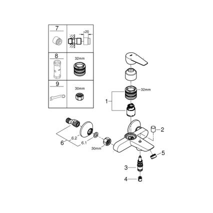 GROHE 24198001 - Kylpyammeen hana DN 15 kiiltävä kromi
