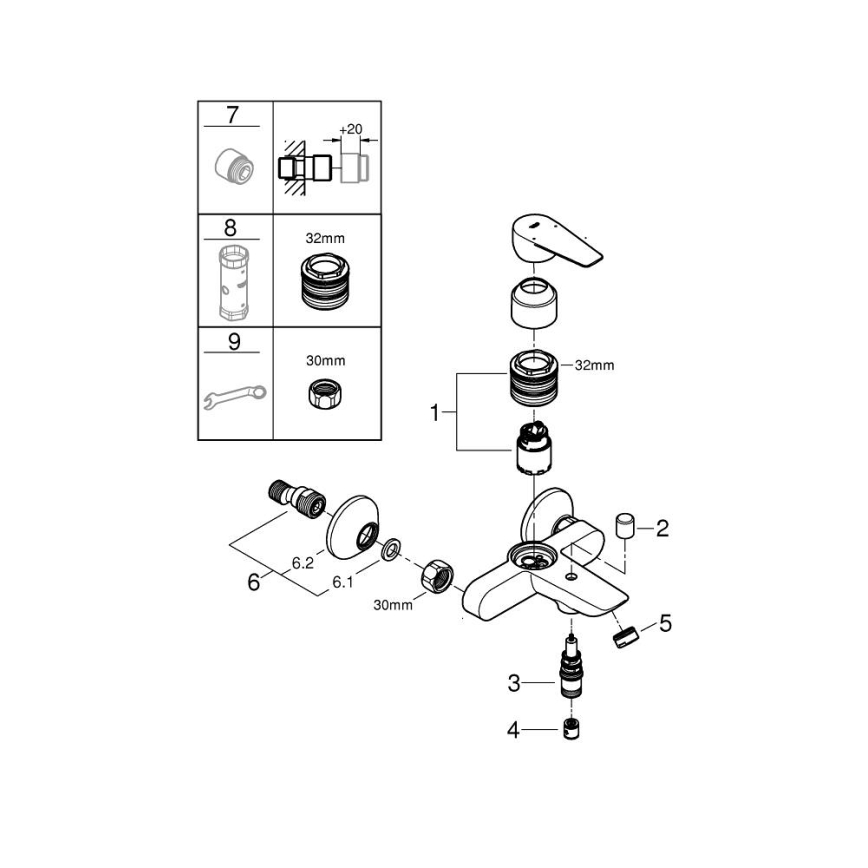 GROHE 24198001 - Kylpyammeen hana DN 15 kiiltävä kromi