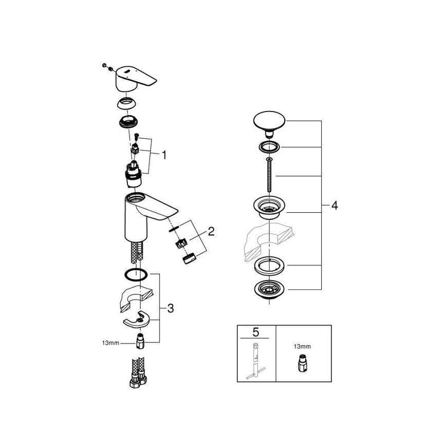 GROHE 24199001 - Pesuallashana START EDGE DN 15 kiiltävä kromi