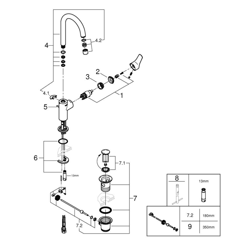 GROHE 242032432 - Pesuallashana START 311 mm musta