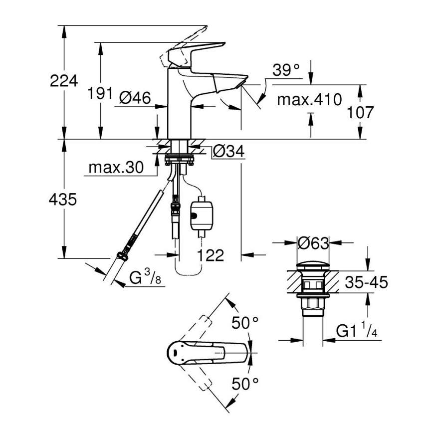 GROHE 24205003 - Lavuaarihana START, DN 15, koko M, kiiltävä kromi
