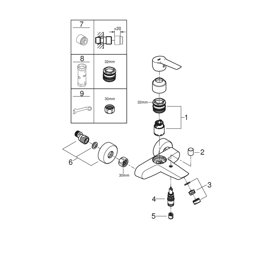 GROHE 24206002 - START-kylpyammehana DN 15, kiiltävä kromi