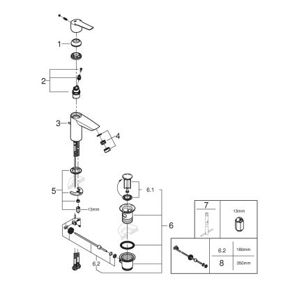 GROHE 242092432 - Pesuallashana QUICKFIX START 165 mm musta
