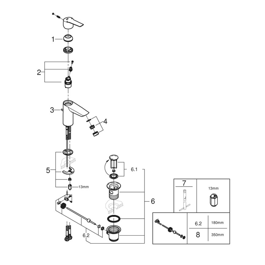 GROHE 242092432 - Pesuallashana QUICKFIX START 165 mm musta
