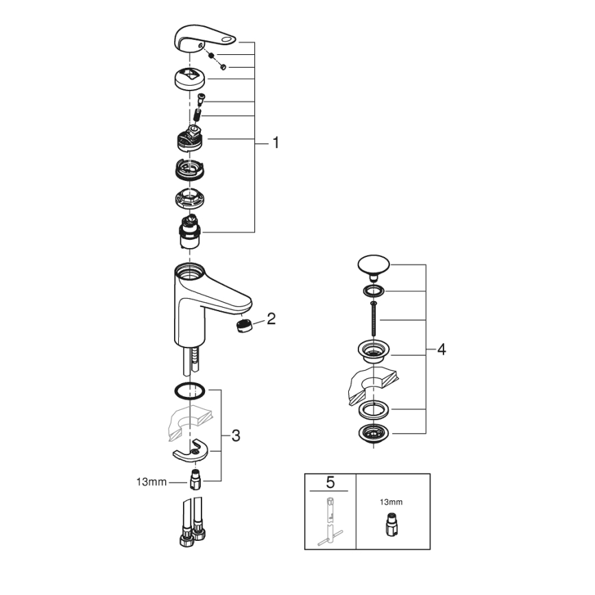 GROHE 24327001 - Pesuallashana SWIFT koko M kiillotettu kromi