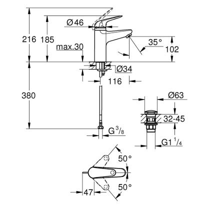 GROHE 24327001 - Pesuallashana SWIFT koko M kiillotettu kromi