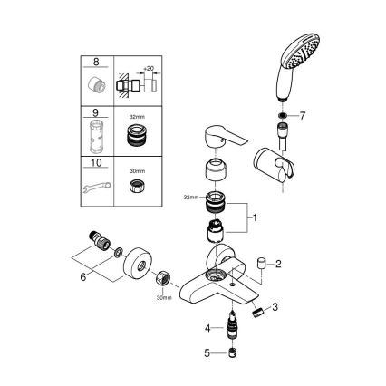 GROHE 25283002 - Kylpyammehana varusteineen DN 15, kiiltävä kromi