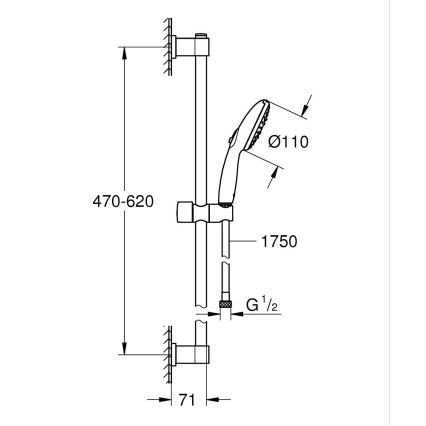 GROHE 26032001 - Suihkusetti VITALIO START 110 600 mm kiiltävä kromi