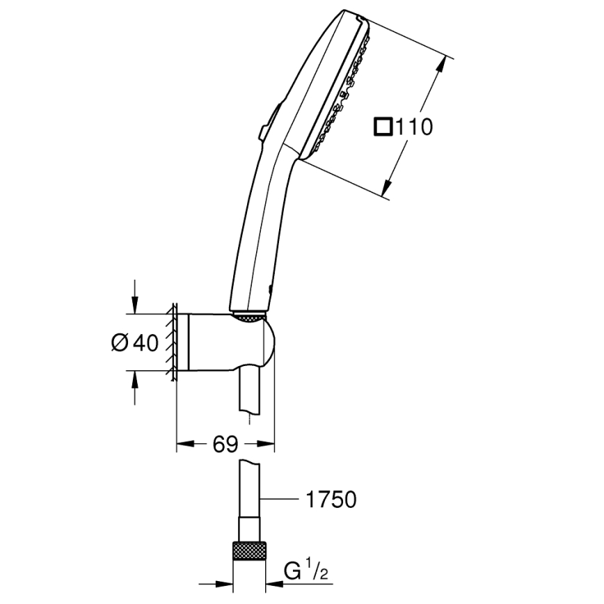 GROHE 263992431 - Suihkusarja VITALIO COMFORT 110 110 mm musta
