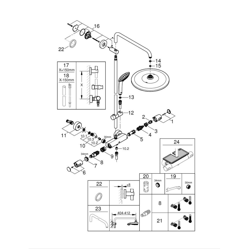 GROHE 26400001 - Suihkujärjestelmä VITALIO JOY SYSTEM 310 450 mm kiiltävä kromi