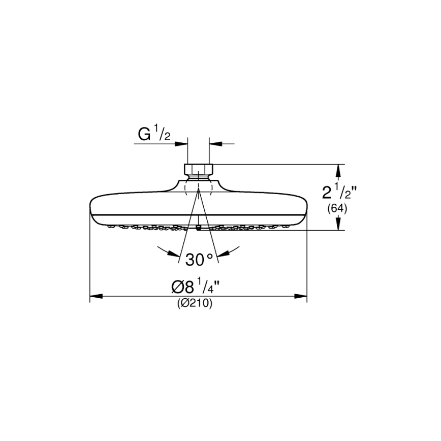 GROHE 26410000 - TEMPESTA 210 mm suihkupää, kiiltävä kromi