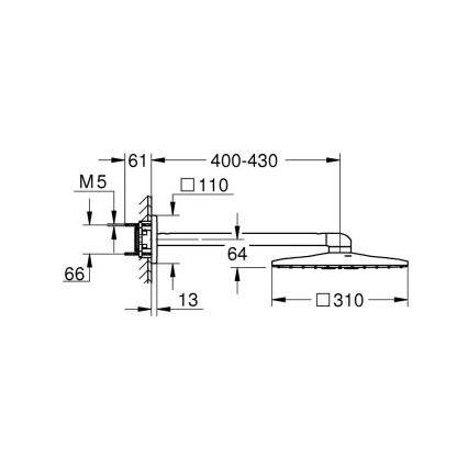 GROHE 26479000 - Suihkupää RAINSHOWER SMARTACTIVE 310 CUBE kiiltävä kromi