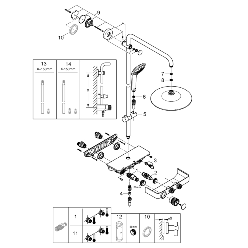 GROHE 26509000 - Suihkujärjestelmä EUPHORIA SMARTCONTROL 260 mm kiiltävä kromi