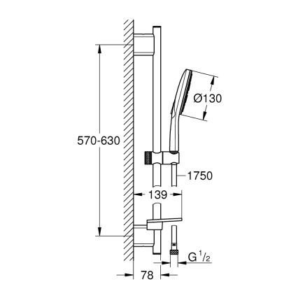 GROHE 26546000 - RAINSHOWER SMARTACTIVE 600 mm suihkusarja, kiiltävä kromi