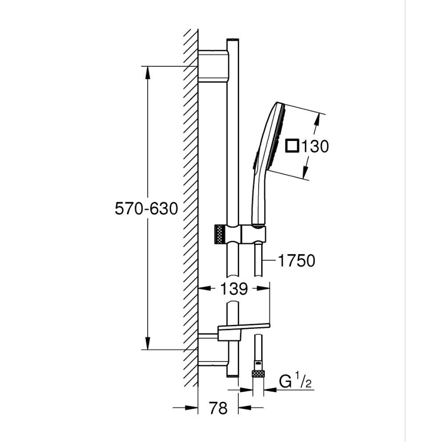 GROHE 26584000 - Suihkusetti RAINSHOWER SMARTACTIVE 130 CUBE 600 mm kromi