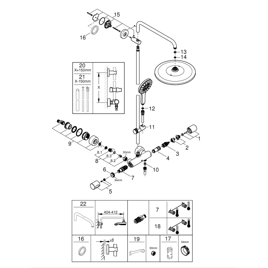 GROHE 26648000 - Suihkusetti RAINSHOWER SMARTACTIVE 310 450 mm kiiltävä kromi