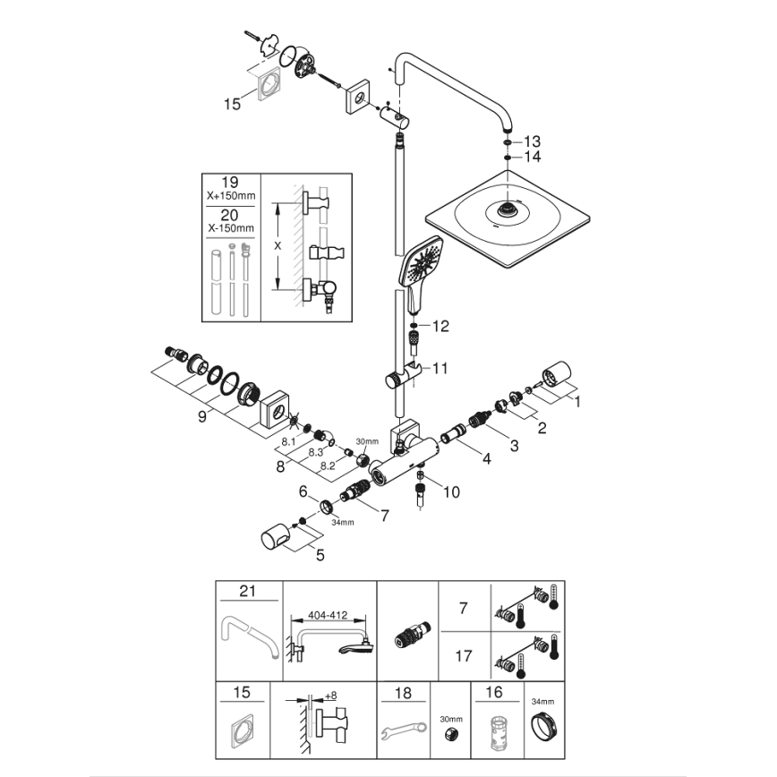GROHE 26652000 - Suihkujärjestelmä RAINSHOWER SMARTACTIVE 310 450 mm, kiiltävä kromi