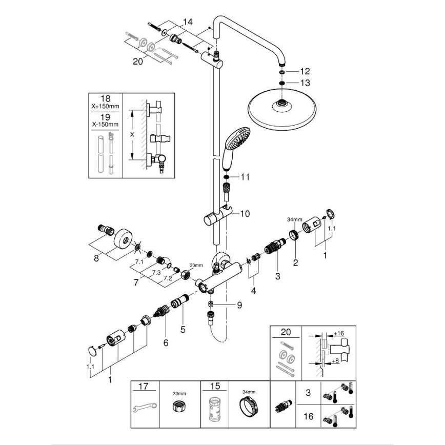 GROHE 26677001 - Suihkusetti VITALIO START SYSTEM 250 kiiltävä kromi