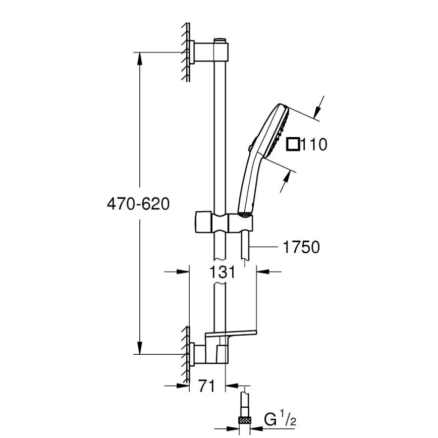 GROHE 26929001 - Suihkusetti VITALIO COMFORT 110 600 mm kiiltävä kromi