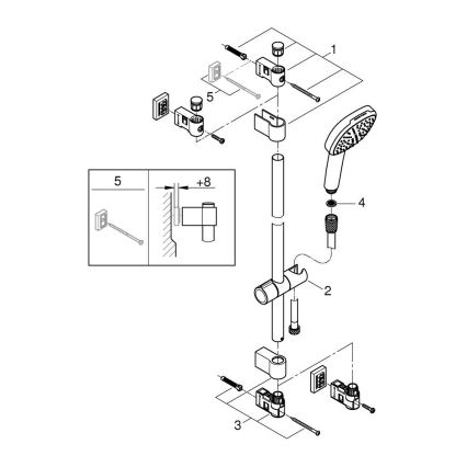GROHE 26931001 - VITALIO COMFORT 110 900 mm suihkusetti, kiiltävä kromi