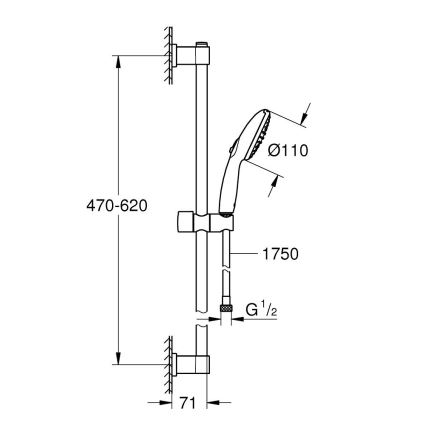 GROHE 26951001 - Suihkusetti VITALIO START 110 600 mm kiiltävä kromi
