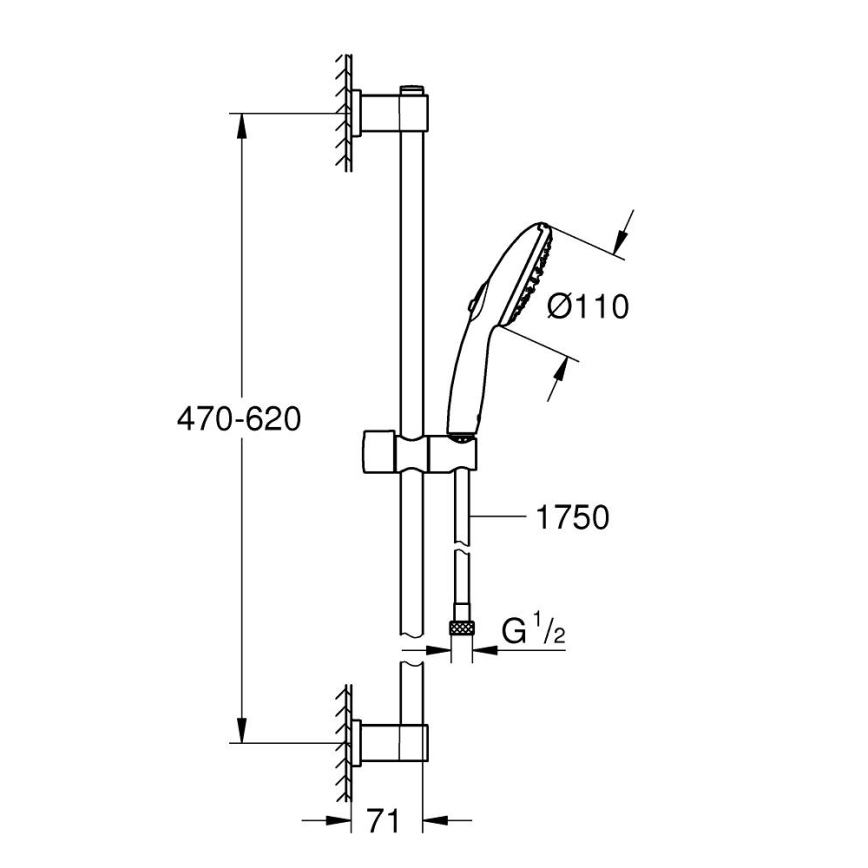 GROHE 26951001 - Suihkusetti VITALIO START 110 600 mm kiiltävä kromi