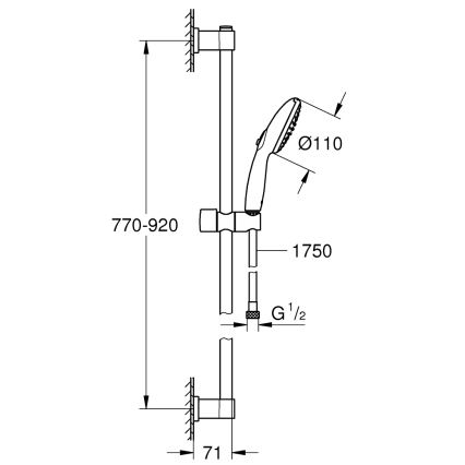 GROHE 269542431 - Suihkusetti VITALIO START 110 900 mm musta
