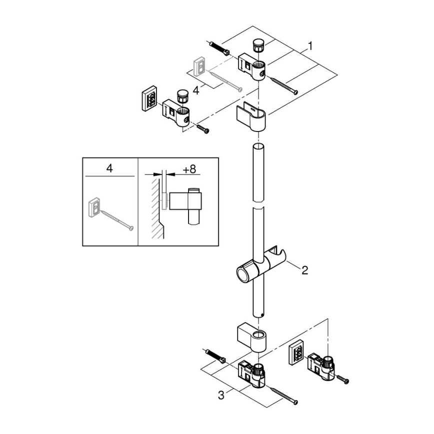 GROHE 26961001 - VITALIO UNIVERSAL suihkutanko 900 mm, kiiltävä kromi