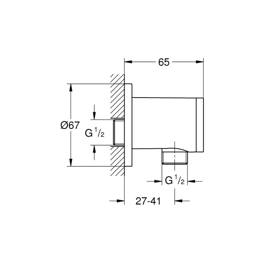 GROHE 26963001 - VITALIO UNIVERSAL 12” seinäkiinnitteinen kulmaliitin, kiiltävä kromi