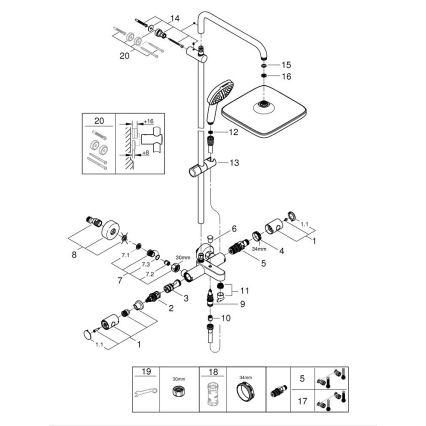 GROHE 269842431 - VITALIO COMFORT 250 suihkujärjestelmä 250 × 250 mm musta