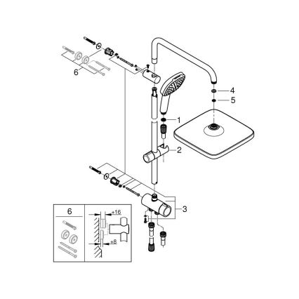 GROHE 26986001 - Suihkujärjestelmä VITALIO COMFORT 250 kiiltävä kromi